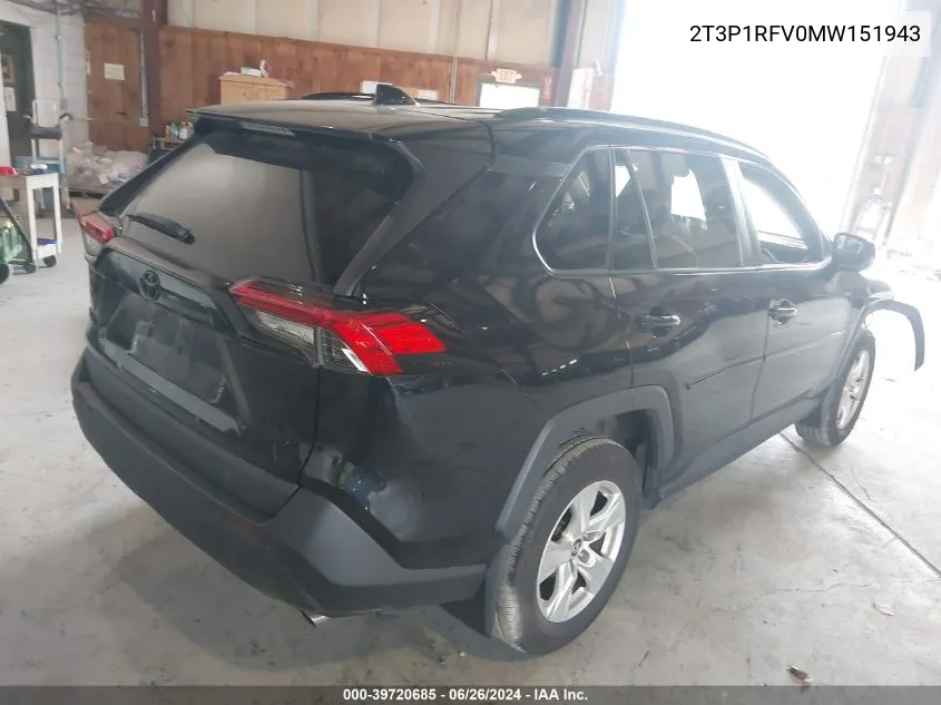 2T3P1RFV0MW151943 2021 Toyota Rav4 Xle