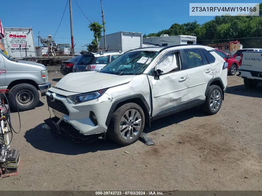 2021 Toyota Rav4 Xle Premium VIN: 2T3A1RFV4MW194168 Lot: 39743723