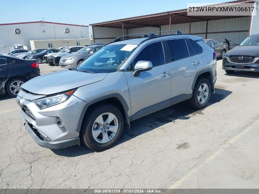 2021 Toyota Rav4 Xle VIN: 2T3W1RFVXMW106617 Lot: 39761319