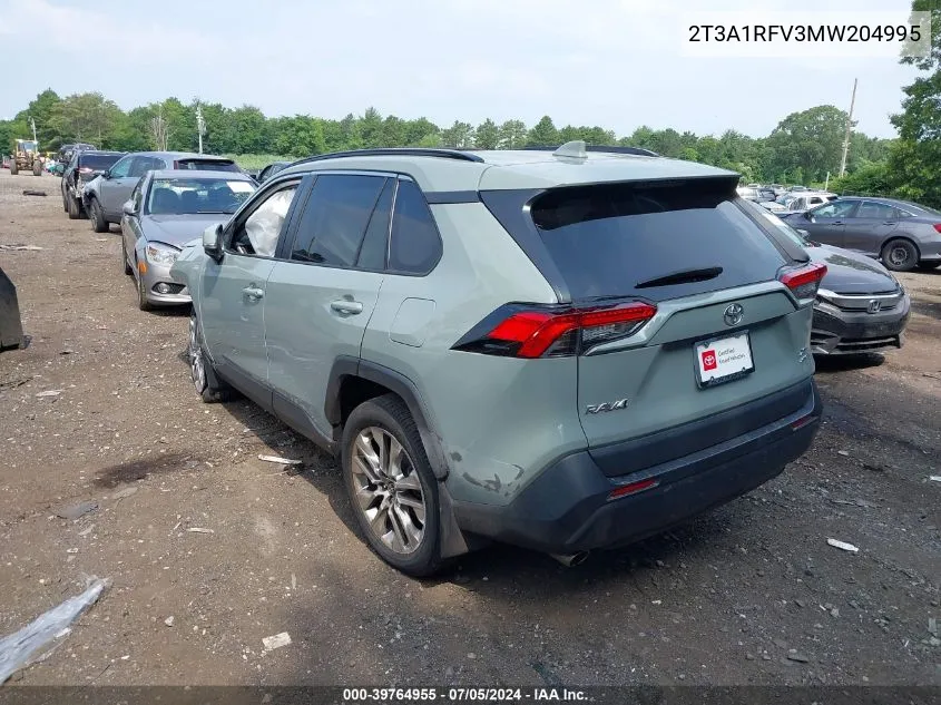 2021 Toyota Rav4 Xle Premium VIN: 2T3A1RFV3MW204995 Lot: 39764955