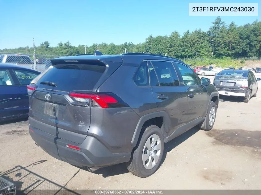 2T3F1RFV3MC243030 2021 Toyota Rav4 Le