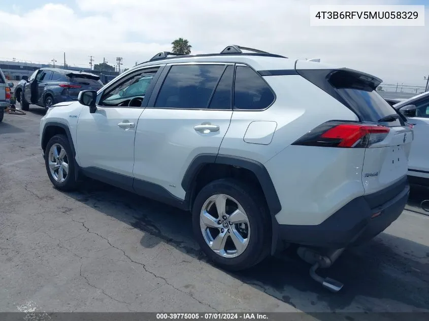 2021 Toyota Rav4 Hybrid Xle Premium VIN: 4T3B6RFV5MU058329 Lot: 39775005