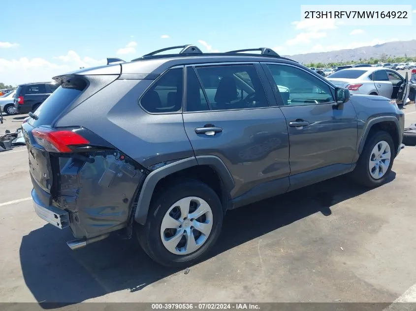 2021 Toyota Rav4 Le VIN: 2T3H1RFV7MW164922 Lot: 39790536