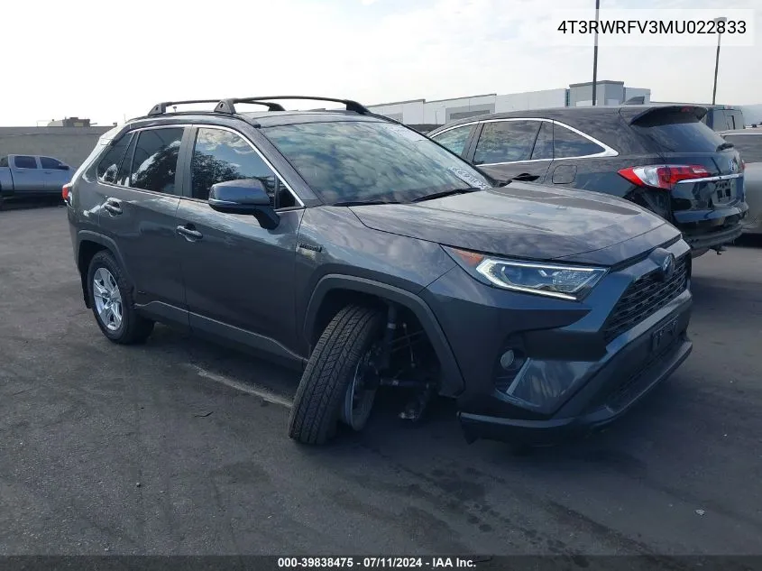 4T3RWRFV3MU022833 2021 Toyota Rav4 Hybrid Xle