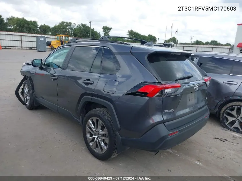 2021 Toyota Rav4 Xle Premium VIN: 2T3C1RFV5MC170603 Lot: 39840429