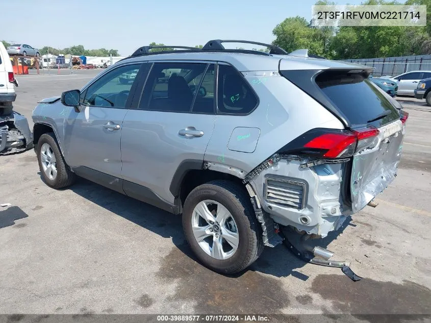 2021 Toyota Rav4 Le VIN: 2T3F1RFV0MC221714 Lot: 39889577