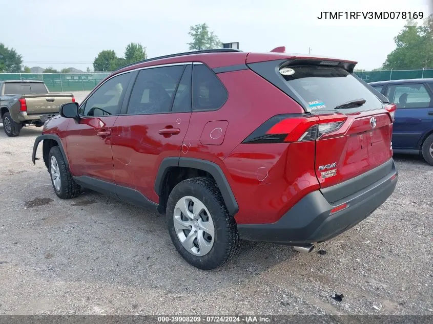 2021 Toyota Rav4 Le VIN: JTMF1RFV3MD078169 Lot: 39908209