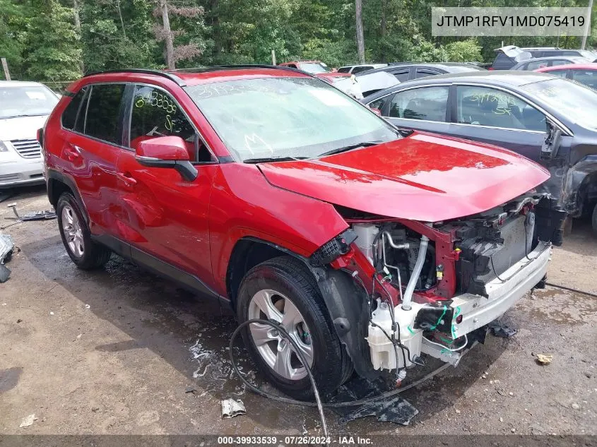 JTMP1RFV1MD075419 2021 Toyota Rav4 Xle