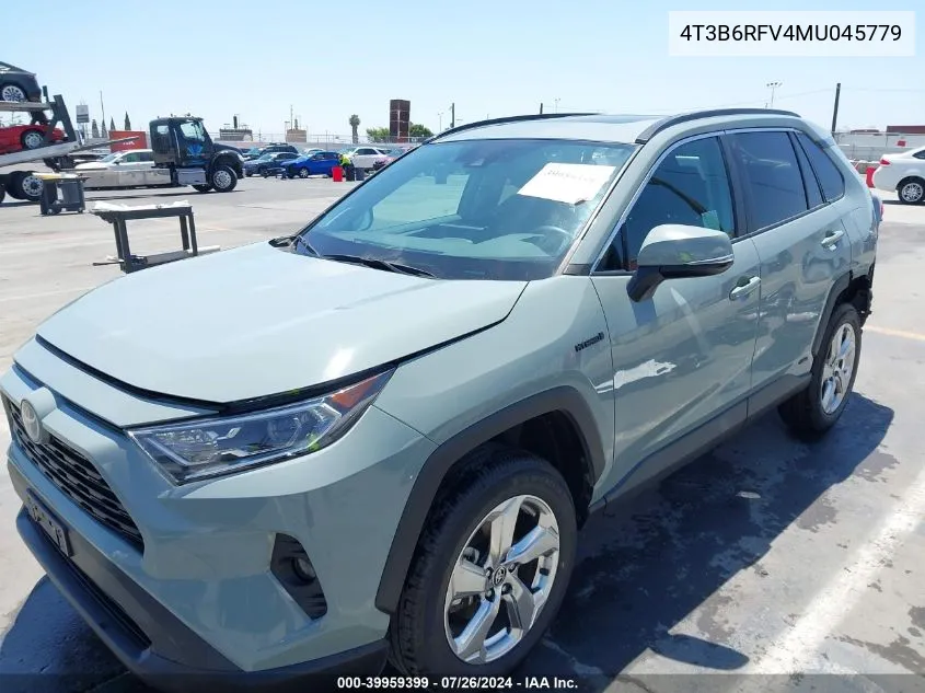 2021 Toyota Rav4 Hybrid Xle Premium VIN: 4T3B6RFV4MU045779 Lot: 39959399