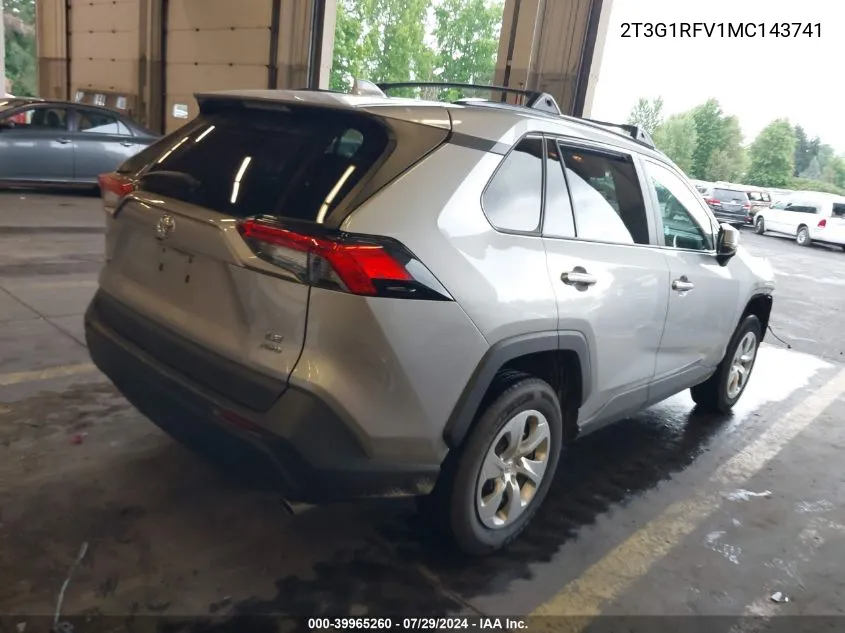 2021 Toyota Rav4 Le VIN: 2T3G1RFV1MC143741 Lot: 39965260