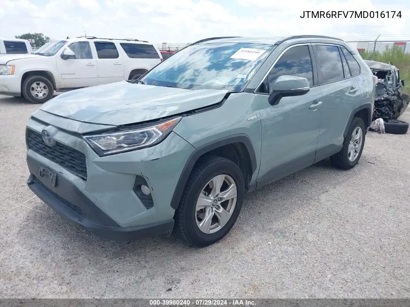 2021 Toyota Rav4 Hybrid Xle VIN: JTMR6RFV7MD016174 Lot: 39980240