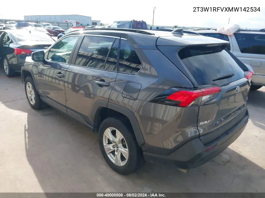 2021 Toyota Rav4 Xle VIN: 2T3W1RFVXMW142534 Lot: 40000508