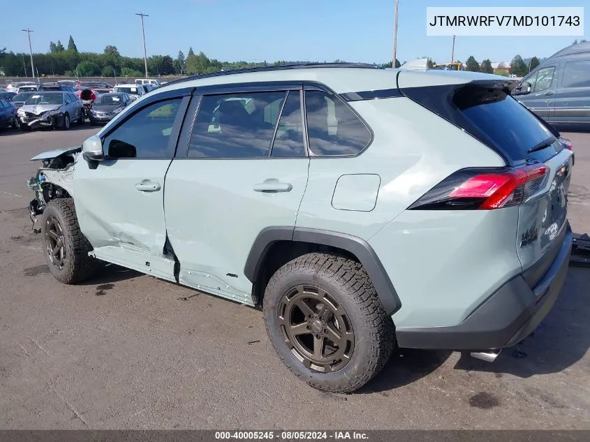 2021 Toyota Rav4 Hybrid Xle VIN: JTMRWRFV7MD101743 Lot: 40005245