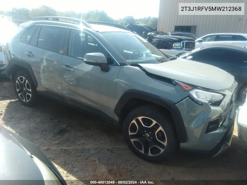 2021 Toyota Rav4 Adventure VIN: 2T3J1RFV5MW212368 Lot: 40012049