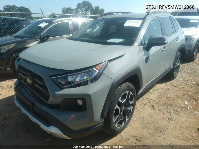 2021 Toyota Rav4 Adventure VIN: 2T3J1RFV5MW212368 Lot: 40012049