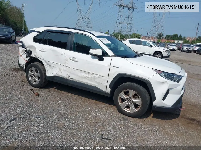 2021 Toyota Rav4 Hybrid Xle VIN: 4T3RWRFV9MU046151 Lot: 40046926