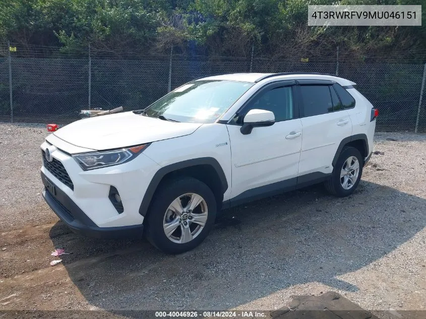 2021 Toyota Rav4 Hybrid Xle VIN: 4T3RWRFV9MU046151 Lot: 40046926