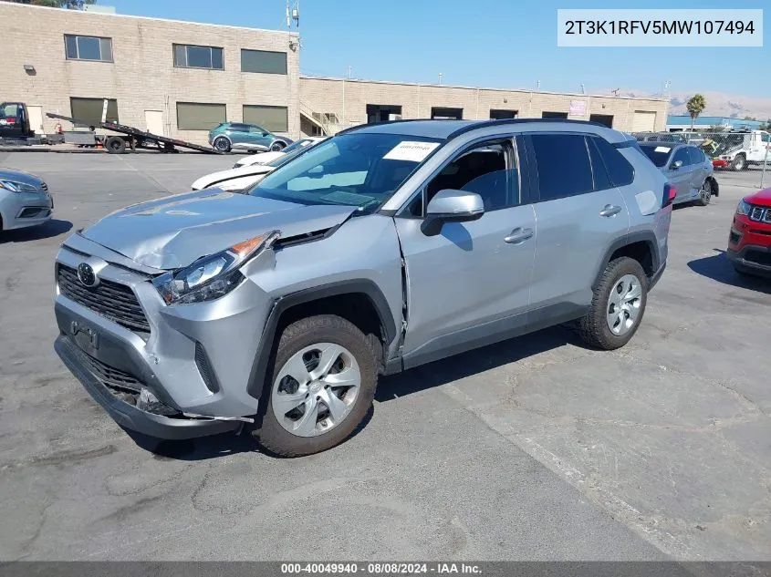 2021 Toyota Rav4 Le VIN: 2T3K1RFV5MW107494 Lot: 40049940