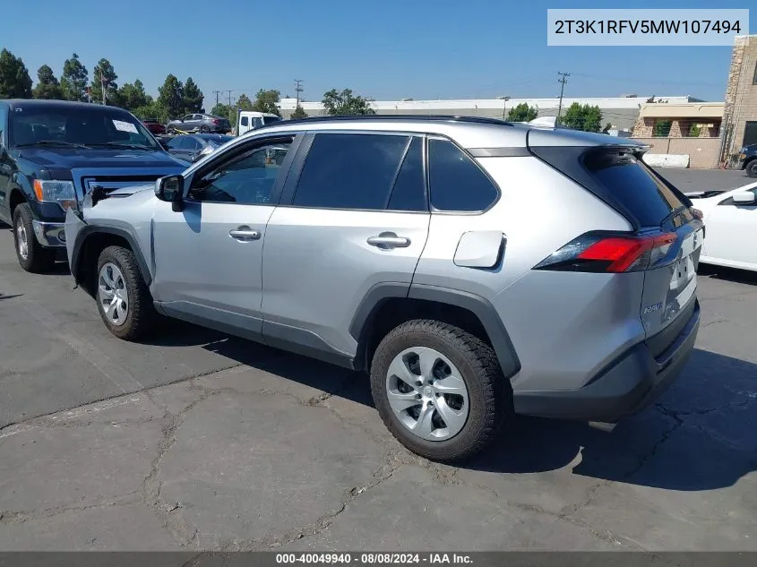 2021 Toyota Rav4 Le VIN: 2T3K1RFV5MW107494 Lot: 40049940