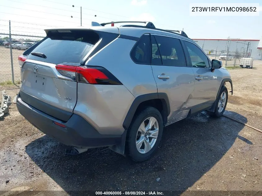 2021 Toyota Rav4 Xle VIN: 2T3W1RFV1MC098652 Lot: 40060005