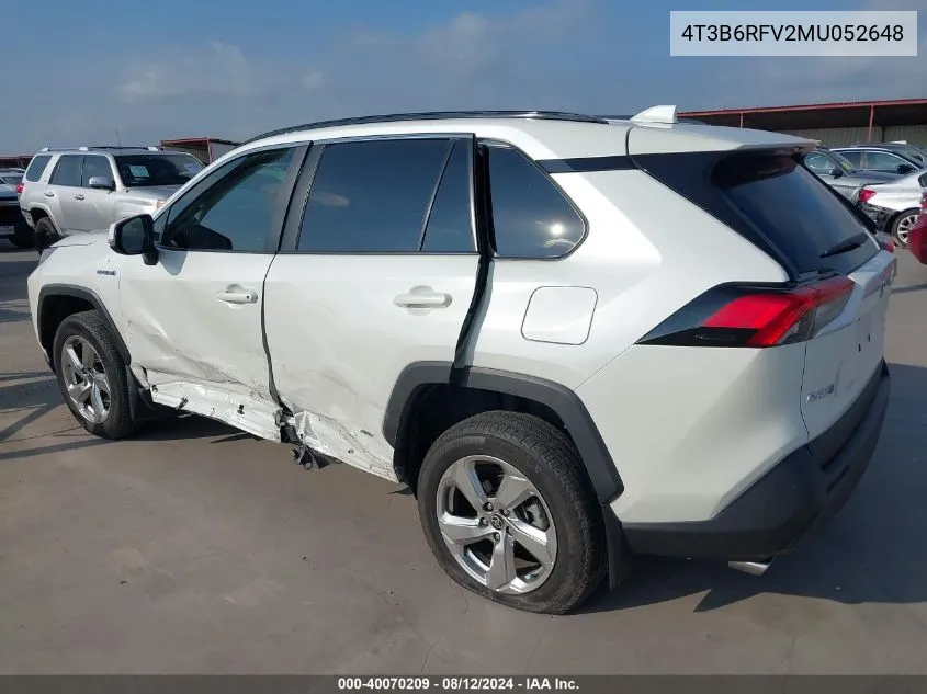 4T3B6RFV2MU052648 2021 Toyota Rav4 Hybrid Xle Premium