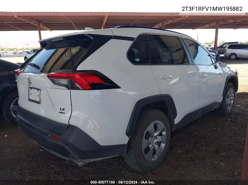 2021 Toyota Rav4 Le VIN: 2T3F1RFV1MW195882 Lot: 40077180