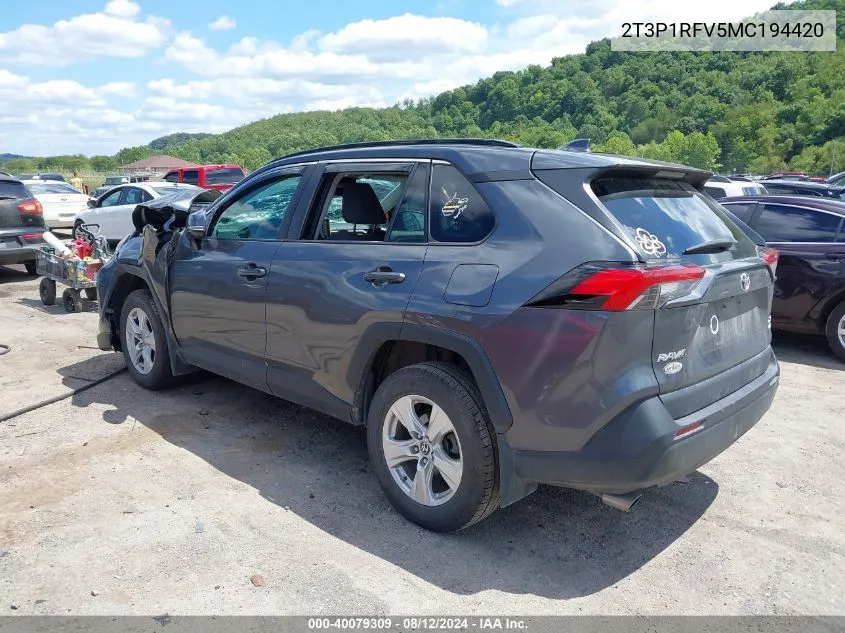 2021 Toyota Rav4 Xle VIN: 2T3P1RFV5MC194420 Lot: 40079309