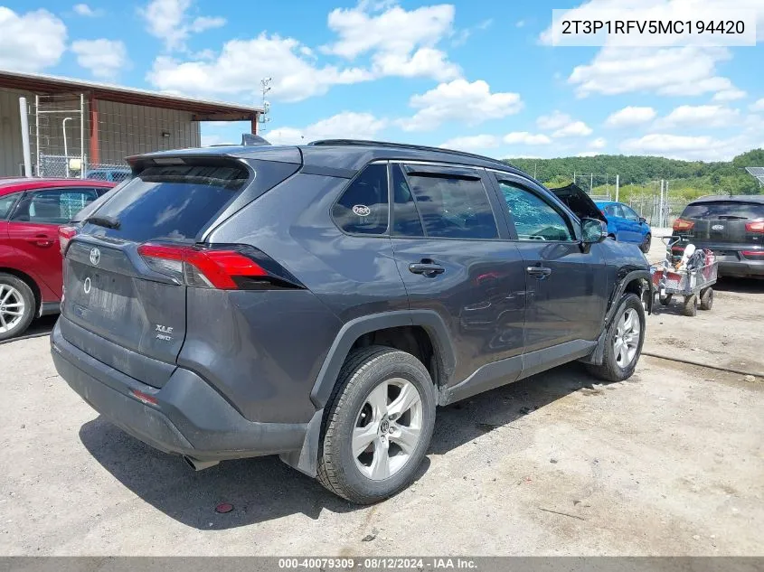 2021 Toyota Rav4 Xle VIN: 2T3P1RFV5MC194420 Lot: 40079309