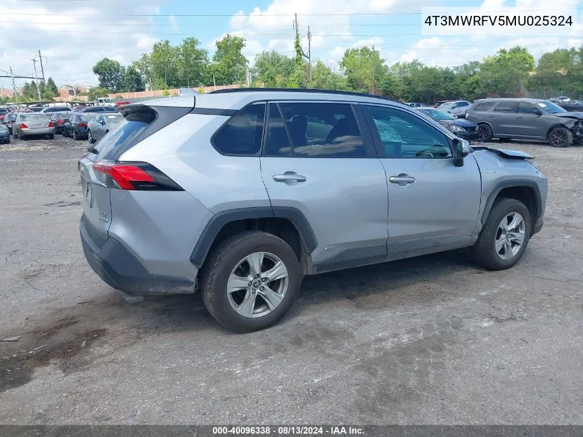 2021 Toyota Rav4 Hybrid Le VIN: 4T3MWRFV5MU025324 Lot: 40096338