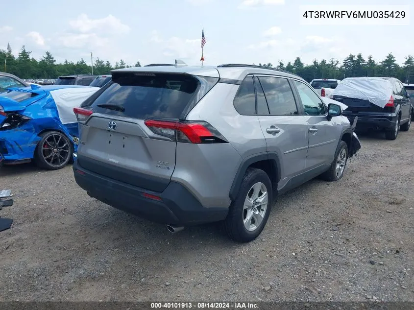 4T3RWRFV6MU035429 2021 Toyota Rav4 Hybrid Xle