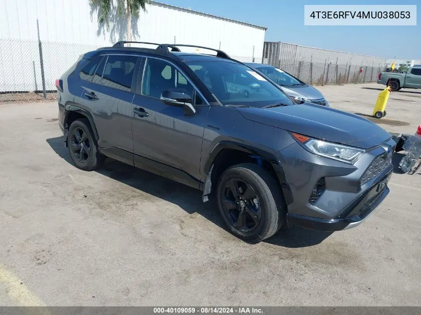 2021 Toyota Rav4 Hybrid Xse VIN: 4T3E6RFV4MU038053 Lot: 40109059