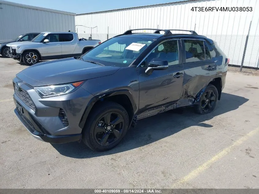 2021 Toyota Rav4 Hybrid Xse VIN: 4T3E6RFV4MU038053 Lot: 40109059