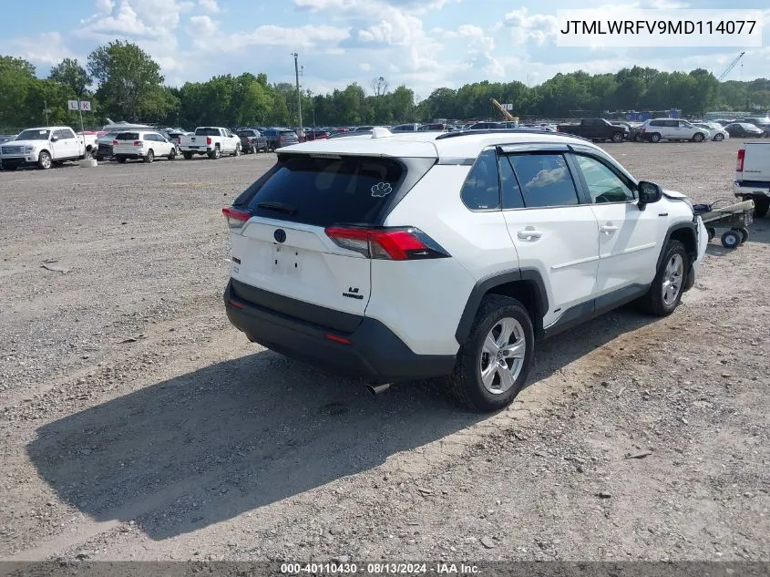 JTMLWRFV9MD114077 2021 Toyota Rav4 Hybrid Le