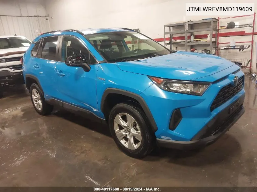 2021 Toyota Rav4 Hybrid Le VIN: JTMLWRFV8MD119609 Lot: 40117688