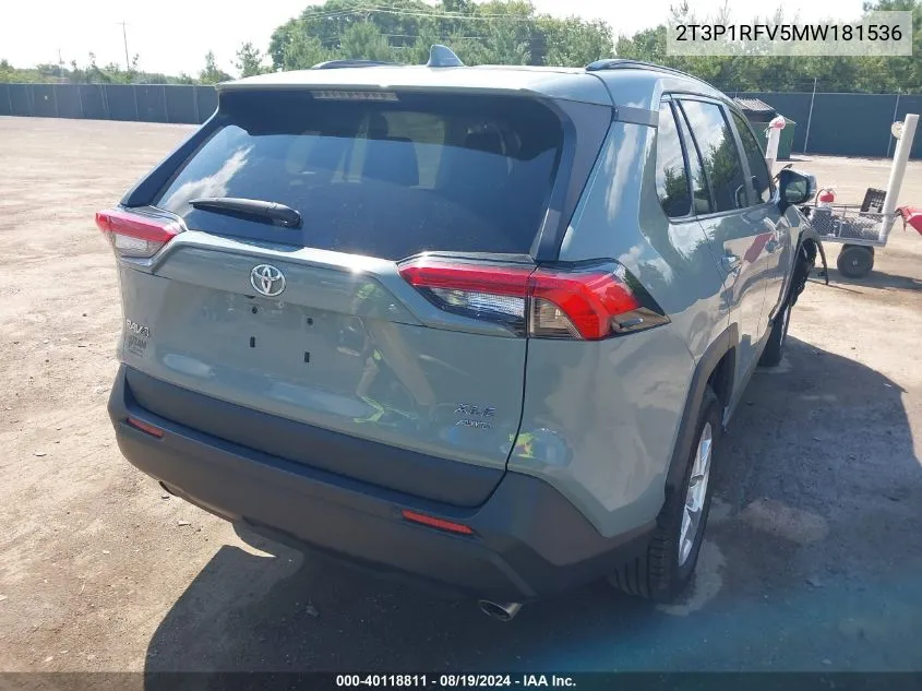 2T3P1RFV5MW181536 2021 Toyota Rav4 Xle