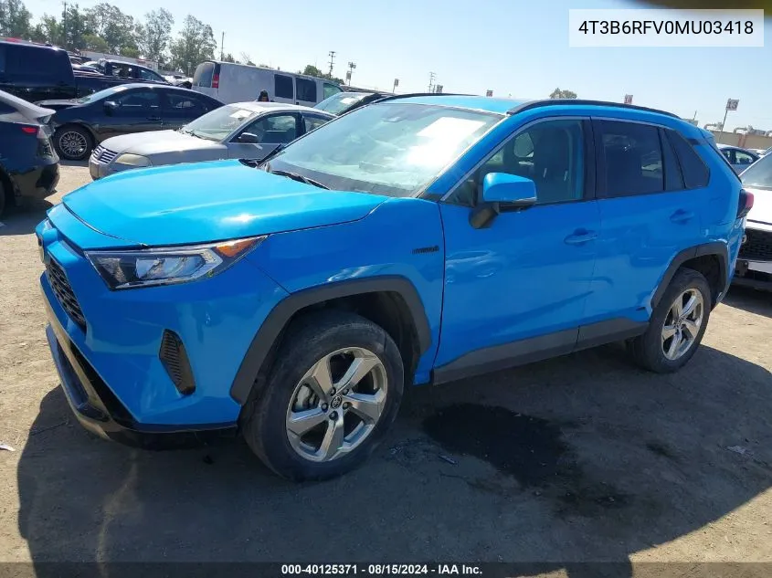 2021 Toyota Rav4 Hybrid Xle Premium VIN: 4T3B6RFV0MU034181 Lot: 55942203