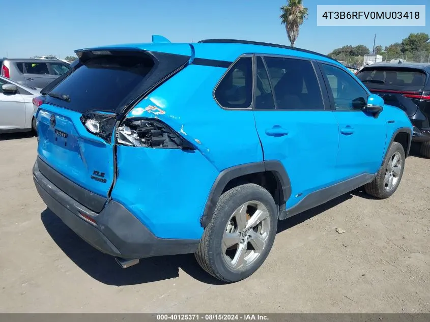 2021 Toyota Rav4 Hybrid Xle Premium VIN: 4T3B6RFV0MU034181 Lot: 55942203