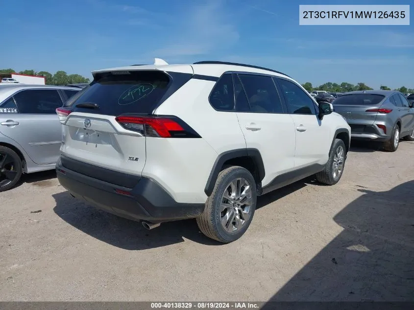 2021 Toyota Rav4 Xle Premium VIN: 2T3C1RFV1MW126435 Lot: 40138329