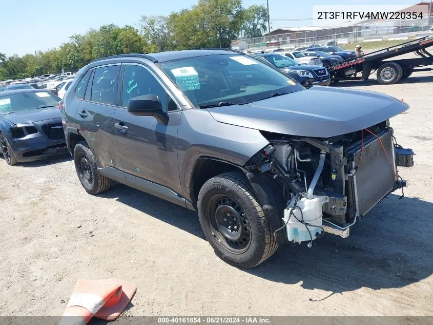 2021 Toyota Rav4 Le VIN: 2T3F1RFV4MW220354 Lot: 40161854