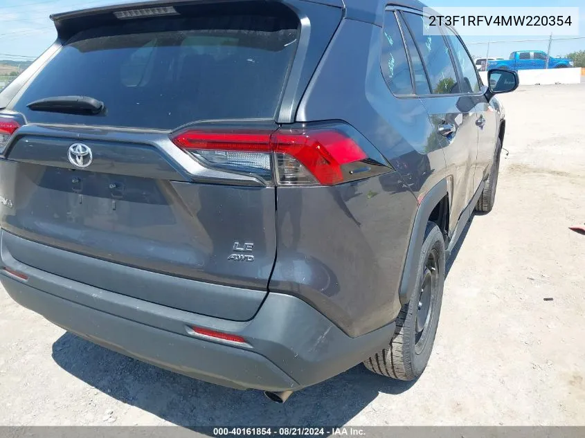 2021 Toyota Rav4 Le VIN: 2T3F1RFV4MW220354 Lot: 40161854