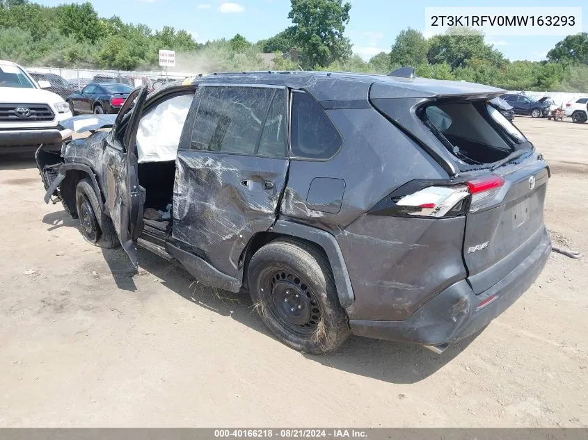 2021 Toyota Rav4 Le VIN: 2T3K1RFV0MW163293 Lot: 40166218