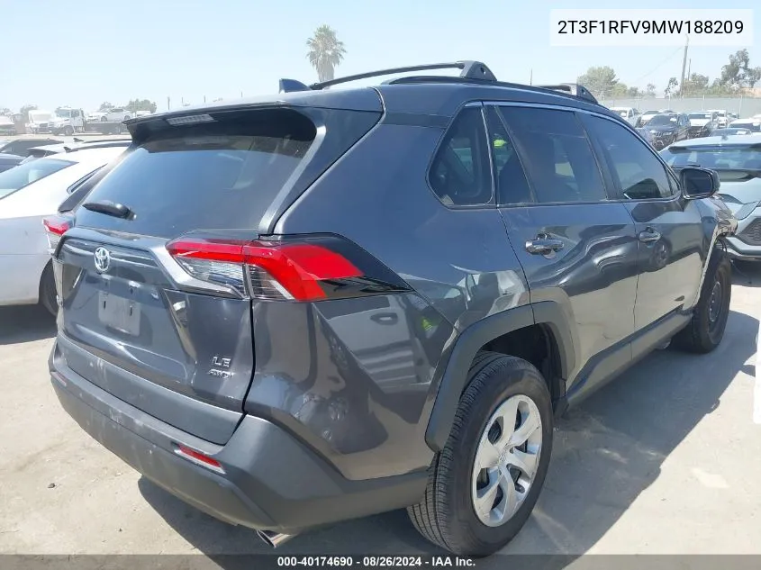 2021 Toyota Rav4 Le VIN: 2T3F1RFV9MW188209 Lot: 40174690