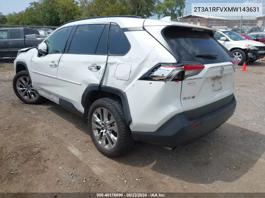 2021 Toyota Rav4 Xle Premium VIN: 2T3A1RFVXMW143631 Lot: 40176699