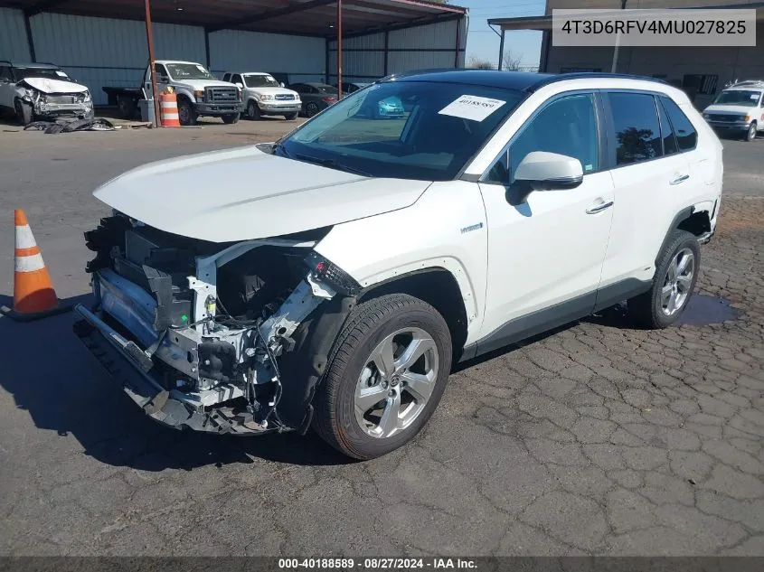 4T3D6RFV4MU027825 2021 Toyota Rav4 Hybrid Limited