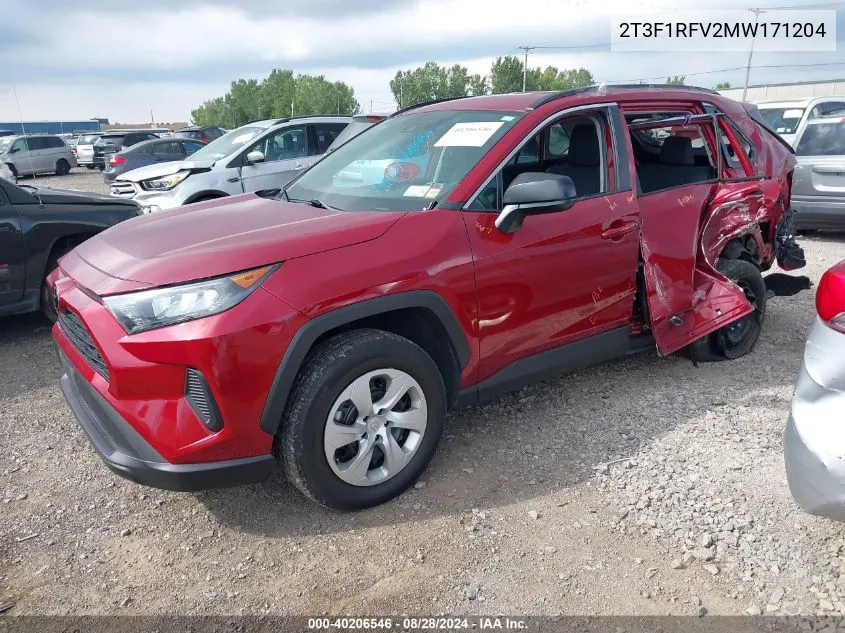 2021 Toyota Rav4 Le VIN: 2T3F1RFV2MW171204 Lot: 40206546