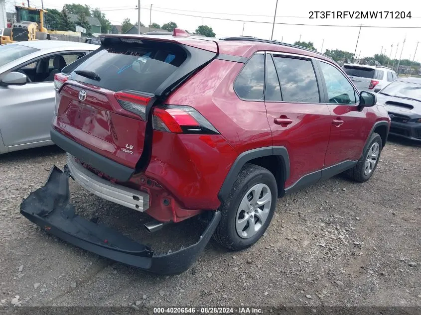 2T3F1RFV2MW171204 2021 Toyota Rav4 Le