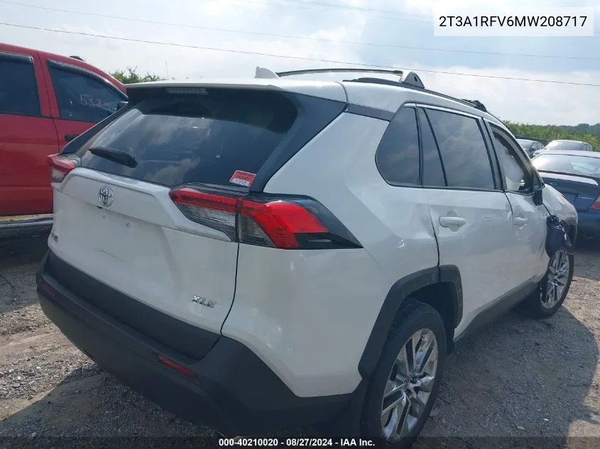 2021 Toyota Rav4 Xle Premium VIN: 2T3A1RFV6MW208717 Lot: 40210020