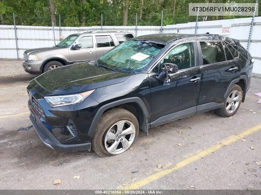 2021 Toyota Rav4 Hybrid Limited VIN: 4T3D6RFV1MU028298 Lot: 40218054