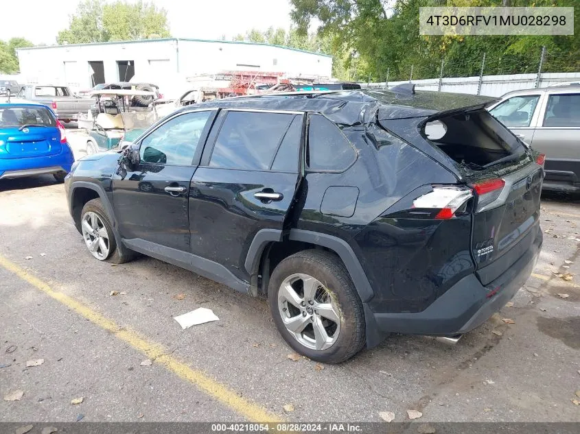 2021 Toyota Rav4 Hybrid Limited VIN: 4T3D6RFV1MU028298 Lot: 40218054