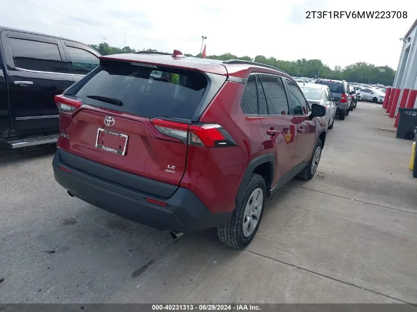 2021 Toyota Rav4 Le VIN: 2T3F1RFV6MW223708 Lot: 40231313